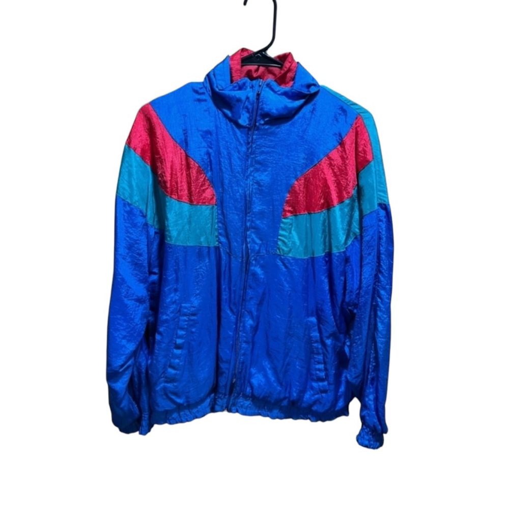 Vintage Men's Medium Winning Streak Winder breaker Jacket 1990 Blue Teal